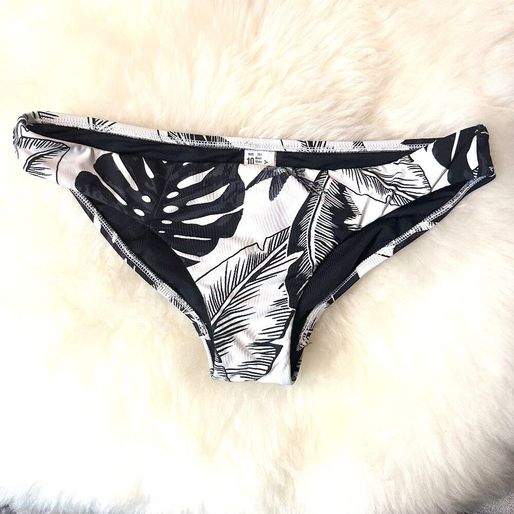 SeaFolly of Australia Palm Beach Hipster Black & White Bikini Bottom US Size 10